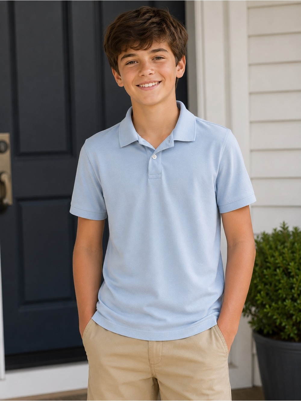 Crewcuts Boys Light Blue Polo Size XL | Classic Preppy Short Sleeve Collared Top